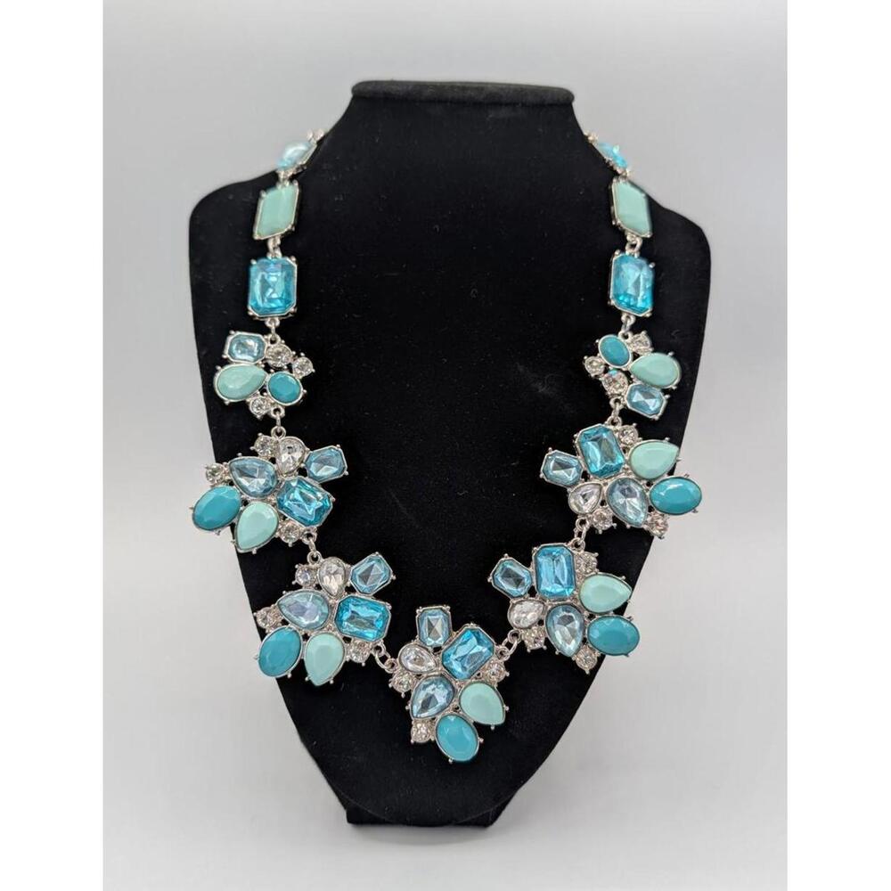 Blue and Turquoise Statement Gemstone Necklace - Picture 5 of 7